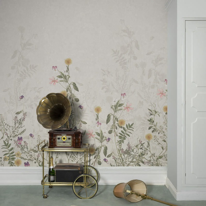Tapet cu flori decolorate, Stormy Meadow, Dusty Pink