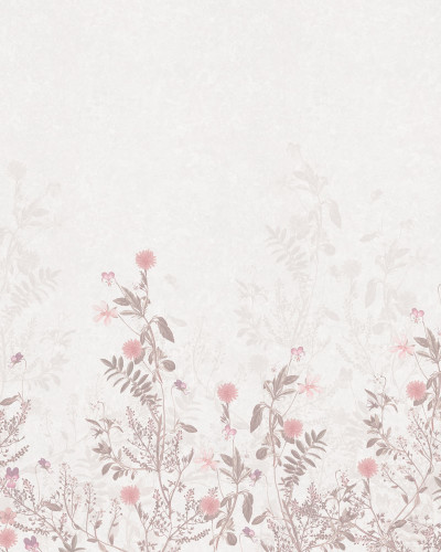 Tapet cu flori decolorate, Stormy Meadow, Dusty Pink