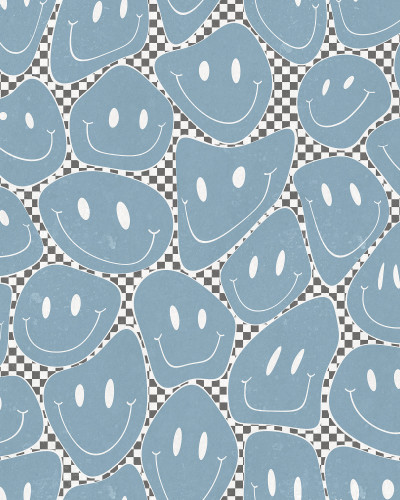 Happy Rebel Blue Chess wallpaper - Blue smileys on a checkered background