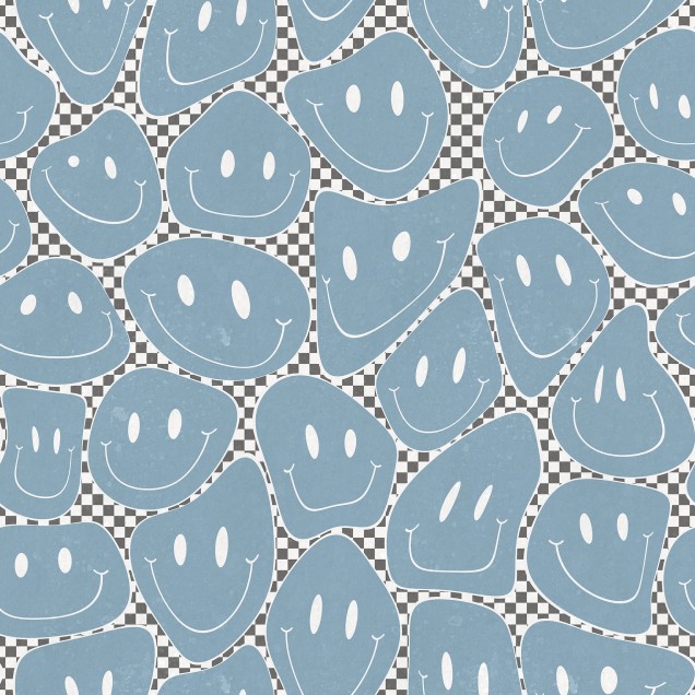 Happy Rebel Blue Chess wallpaper - Blue smileys on a checkered background