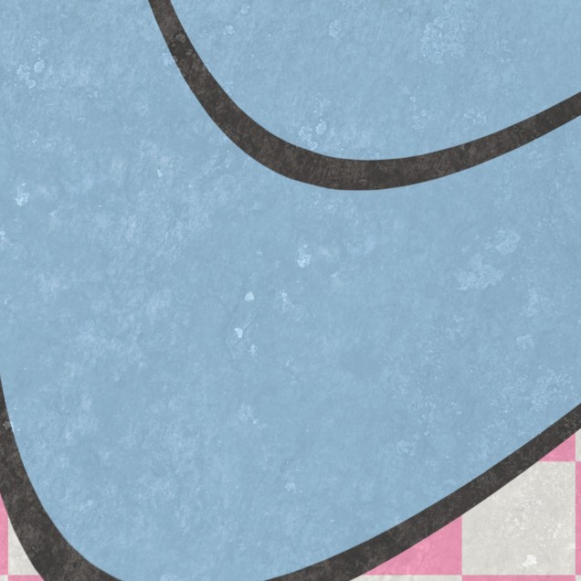 Happy Rebel Pink Chess - Tapet modern cu zâmbete Tapet cu zâmbete albastre pe fundal roz cu pătrate albe. Tapetul este perfect pentru a crea o atmosferă veselă în dormitor, sala de joaca sau living.