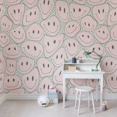 Tapet Happy Rebel Bubblegum cu zambeturi roz pastelat