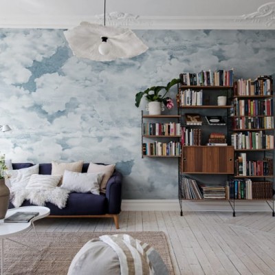Fototapet Chubby Clouds, Soft Blue, personalizat, Rebel Walls, Fototapet living 
