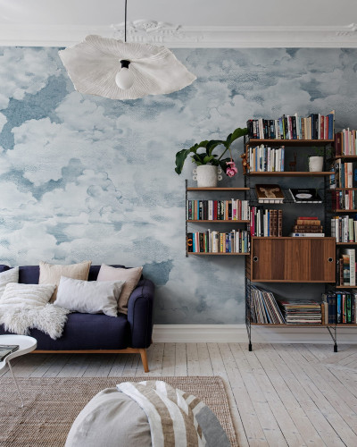Tapet Chubby Clouds, Soft Blue - design abstract, modern