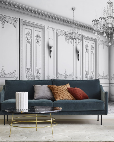 Tapet cu design clasic elegant, cu elemente decorative elaborate, perfect pentru a crea un decor sofisticat în orice cameră.