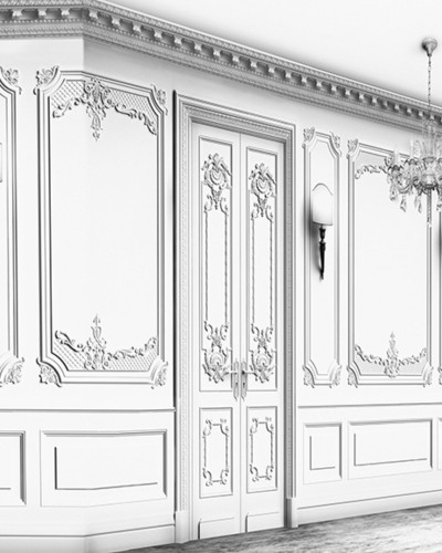 Tapet cu design clasic elegant, cu elemente decorative elaborate, perfect pentru a crea un decor sofisticat în orice cameră.