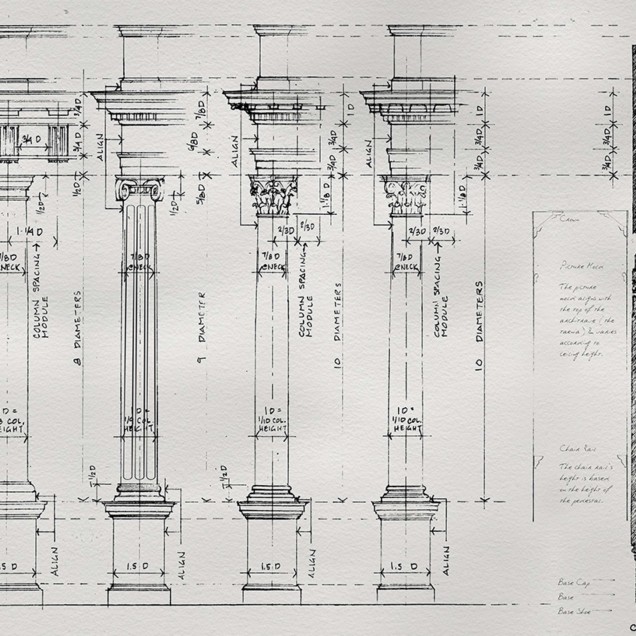 Tapet cu design minimalist, schiță a coloanelor și a arhitecturii clasice.