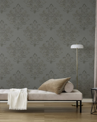 Tapet cu motive baroce gri, Baroque Pearl