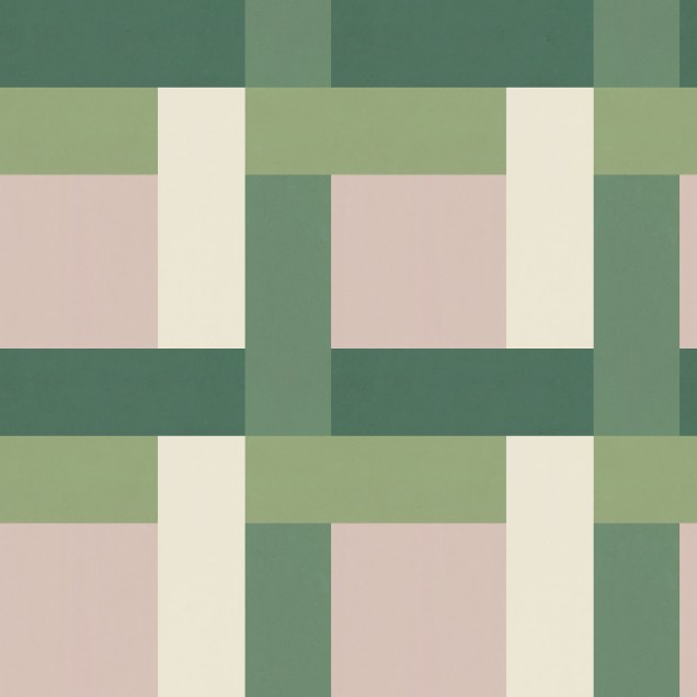 Tapet geometric modern cu un model simplu și elegant, în nuanțe de verde și crem.