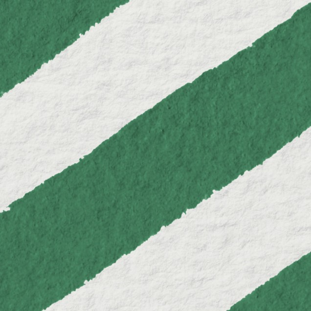 Tapet cu dungi diagonale groase, în verde vibrant, aplicat pe un perete din dormitor.