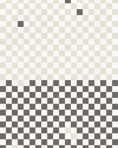 Tapet cu model geometric Pixels, Black & White, cu pătrate albe și gri.
