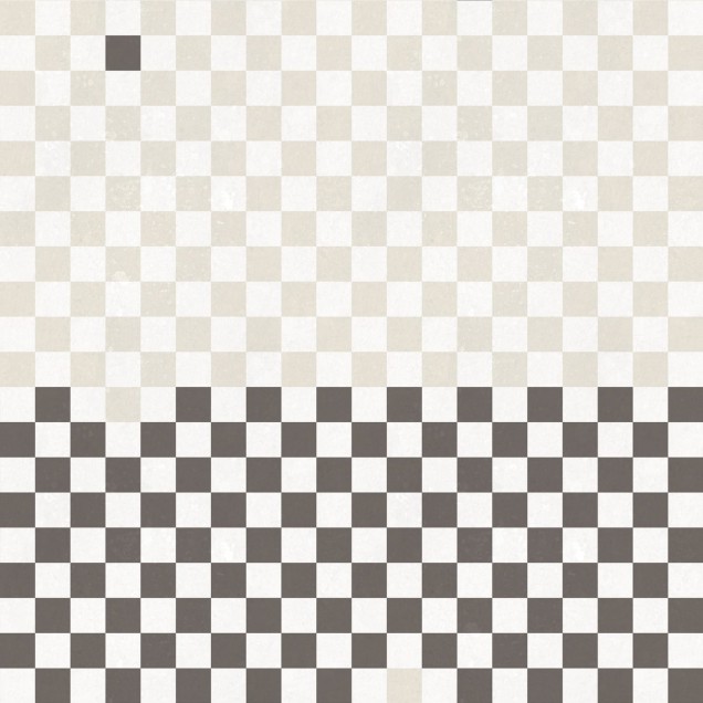 Tapet cu model geometric Pixels, Black & White, cu pătrate albe și gri.