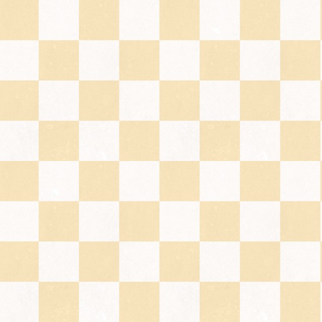 Tapet geometric cu motive de tabla de sah, galben si alb, intr-un interior modern
