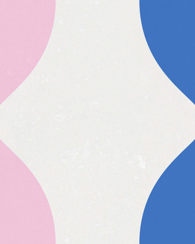 Tapet Wobbly, Blue & Pink, cu model abstract ondulat în nuanțe de albastru și roz.