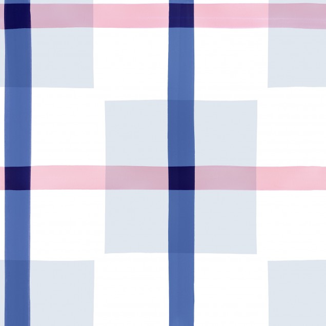 Wallpaper geometric modern cu linii subtiri albastre si roz.