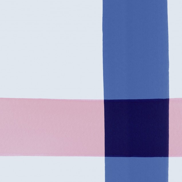 Wallpaper geometric modern cu linii subtiri albastre si roz.