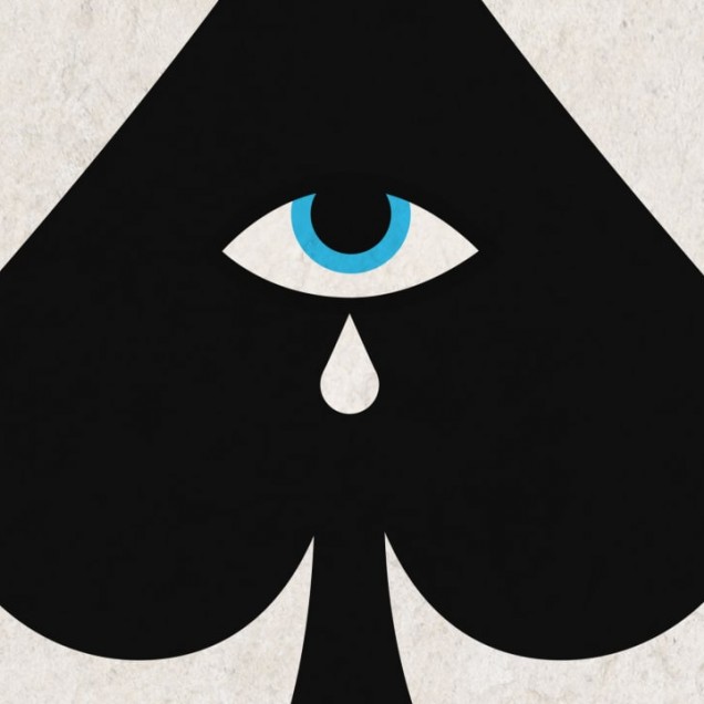 Tapet cu design Poker Face, Negru, cu semne de joc de carti in negru