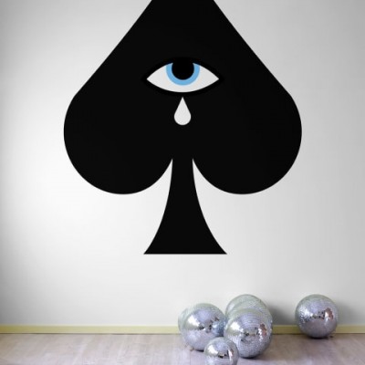 Tapet Ace of Spades, negru, cu un as de pică cu un ochi care plânge
