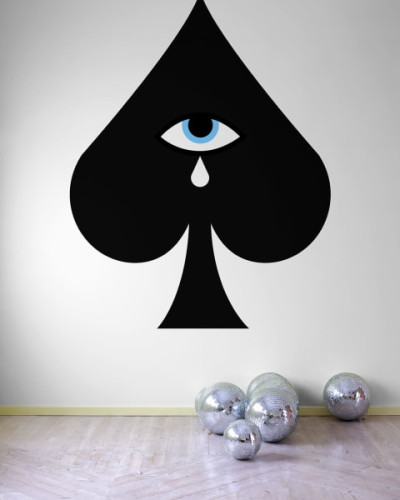 Tapet Ace of Spades, negru, cu un as de pică cu un ochi care plânge