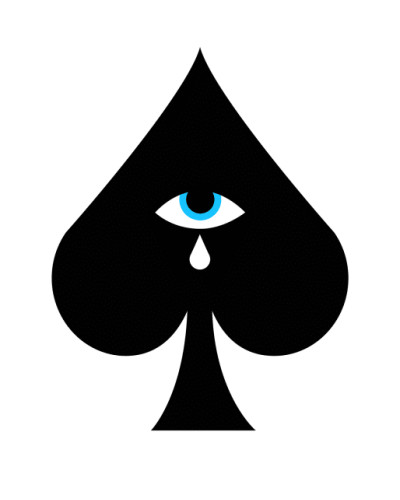 Tapet Ace of Spades, negru, cu un as de pică cu un ochi care plânge