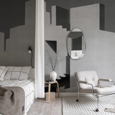 Tapet Happy Building, Concrete cu design minimalist in nuante de gri