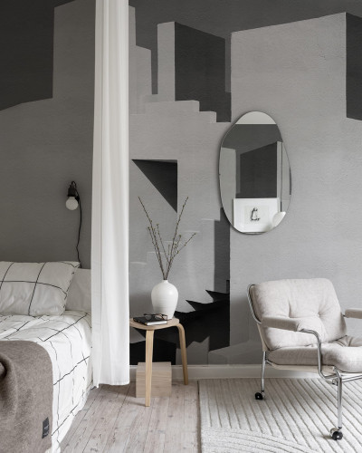 Tapet Happy Building, Concrete cu design minimalist in nuante de gri