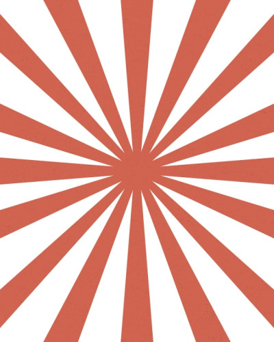 Tapet cu design Rays, Red, cu motive amuzante inspirate din cultura pop si din anii 70, pe fundal roz