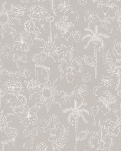 Tapet abstract Doodle Beige cu un design minimalist, in nuante de bej, perfect pentru a crea un spatiu unic.