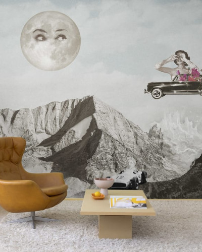 Tapet retro cu un design unic, care combină elemente vintage și surprinzătoare