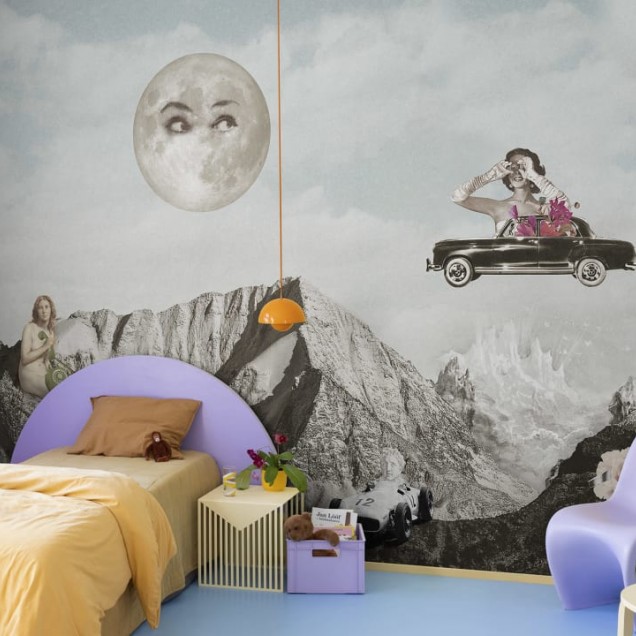 Tapet retro cu un design unic, care combină elemente vintage și surprinzătoare