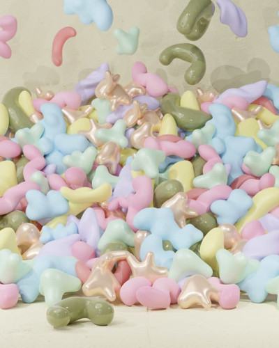 Bubblegum, Pastel, un wallpaper abstract cu forme geometrice în culori pastelate, perfect pentru decorarea unui perete accent.