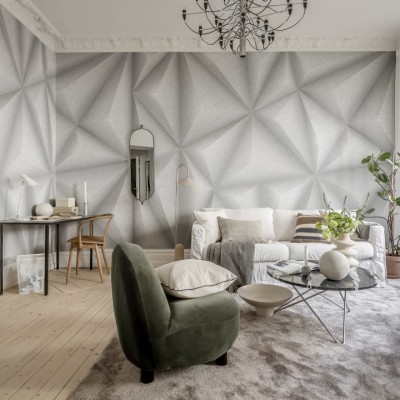 Tapet in relief cu textura geometrica, Soundproof Steel, pentru living