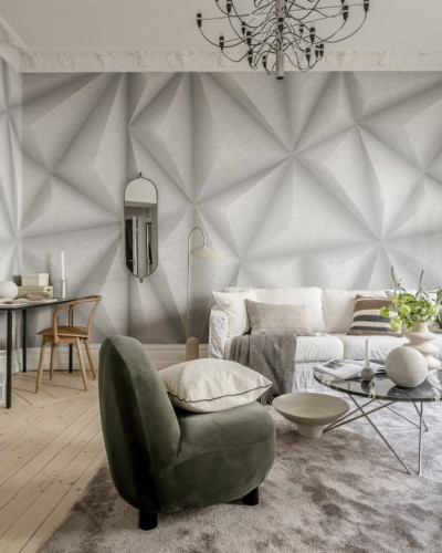 Tapet in relief cu textura geometrica, Soundproof Steel, pentru living
