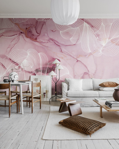 3D Opulence, Magenta, cu design abstract în nuanțe de magenta. Un 3D perfect pentru a transforma spațiul într-un refugiu de lux și stil.