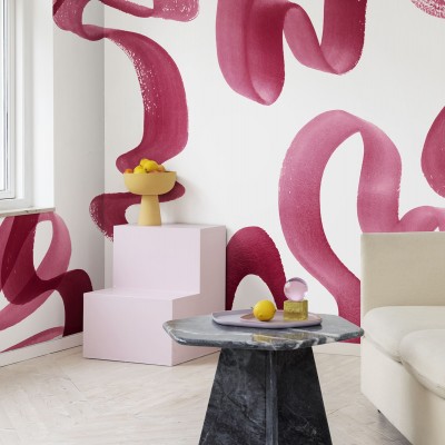 Wallpaper Waves Magenta cu un design abstract in nuante de magenta