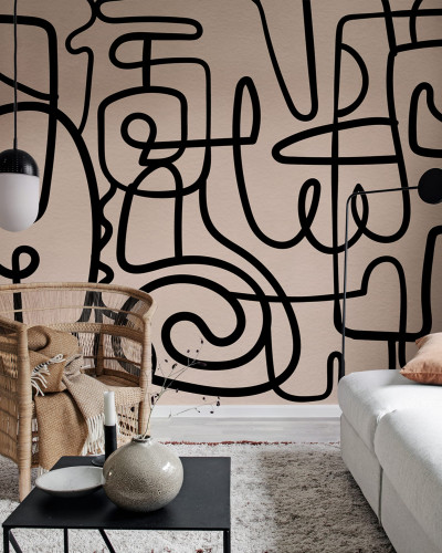 Tapet modern cu design abstract în culori roz și negru
