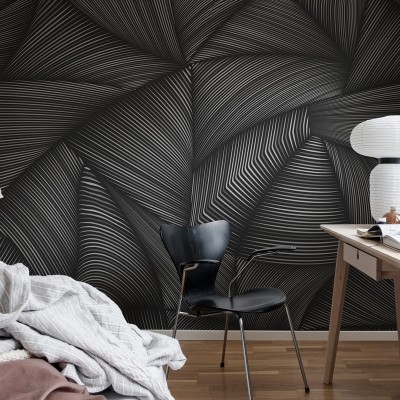 Fototapet cu design abstract in dungi negre si albe.