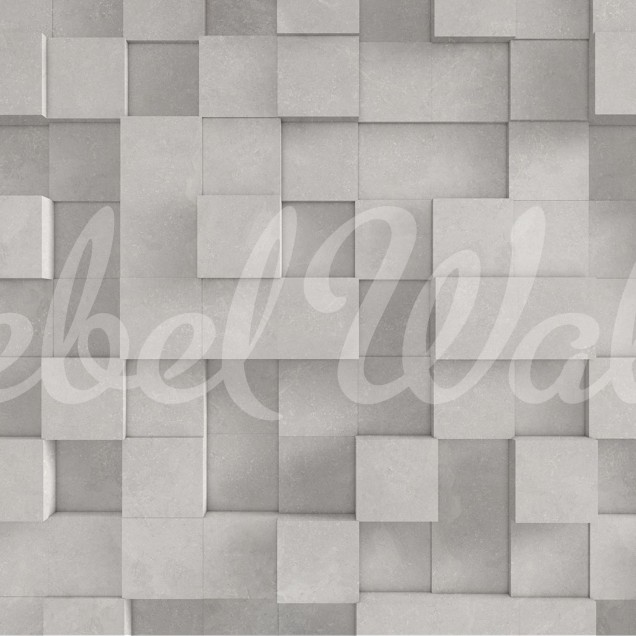 Tapet 3D cutii gri, design modern pentru living