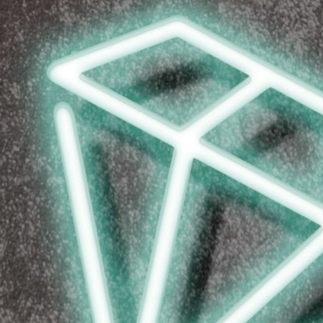 Tapet cu un design vibrant, cu un imprimeu cu litere neon colorate pe un fundal gri.