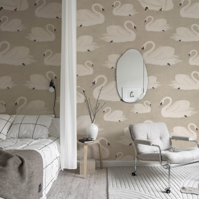Tapet cu lebada Whooper, bej
