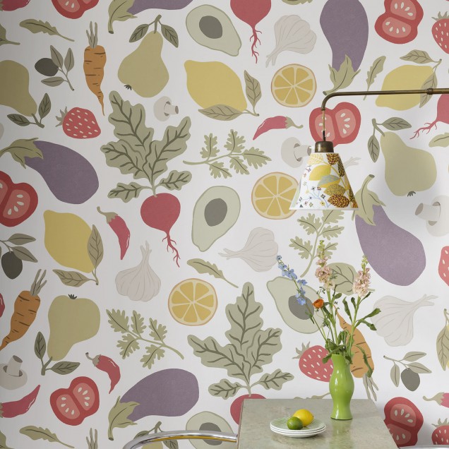 Tapet cu design vesel cu legume si fructe, perfect pentru bucătărie sau dining room