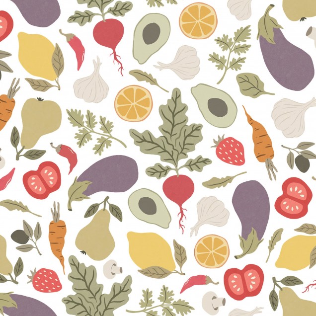 Tapet cu design vesel cu legume si fructe, perfect pentru bucătărie sau dining room