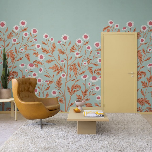 Tapet floral cu margarete, Chamomille, Summer