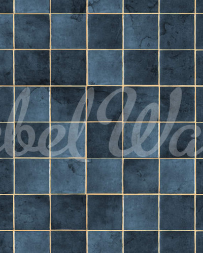 Tapet Ceramic Tiles, Azurite - un model geometric modern de plăci ceramice în nuanțe de azur, perfect pentru living, bucătărie sau baie.
