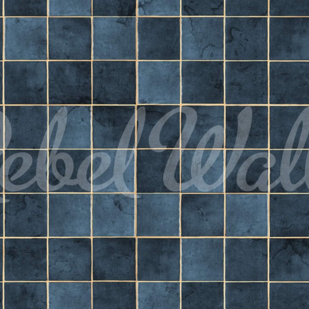 Tapet Ceramic Tiles, Azurite - un model geometric modern de plăci ceramice în nuanțe de azur, perfect pentru living, bucătărie sau baie.