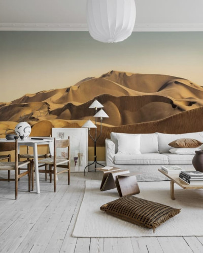 Tapet Desert Rock - o imagine cu dune de nisip aurii, care poate fi folosită ca decor pentru pereții livingului sau dormitorului.
