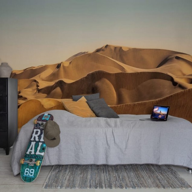 Tapet Desert Rock - o imagine cu dune de nisip aurii, care poate fi folosită ca decor pentru pereții livingului sau dormitorului.