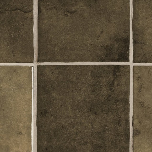 Tapet cu aspect de dale ceramice, Bronzite,  cu o bucatarie moderna cu blat negru