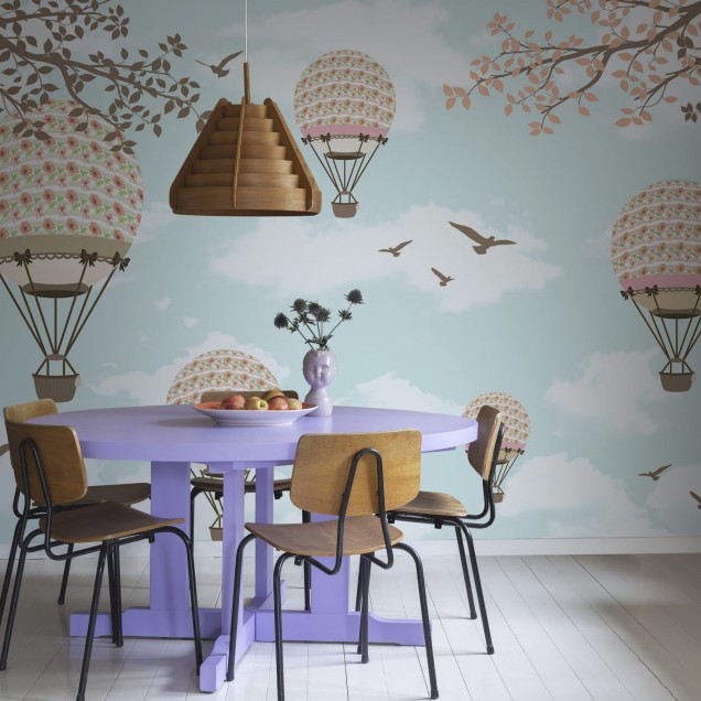 Sweet Balloons tapet cu baloane aerostatice decorate cu flori