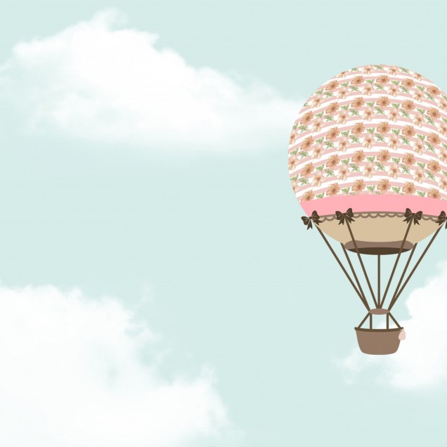 Sweet Balloons tapet cu baloane aerostatice decorate cu flori